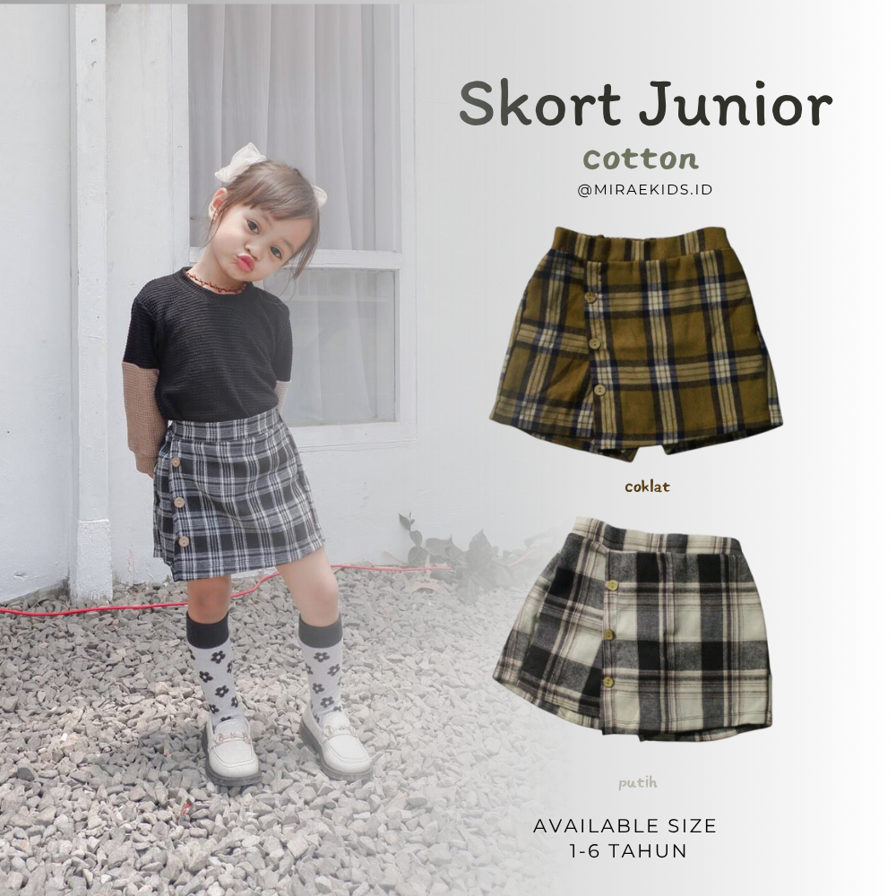 MIRAEKIDS Skort Flannel Celana Model Rok Plaid Kotak Kotak Anak Wanita