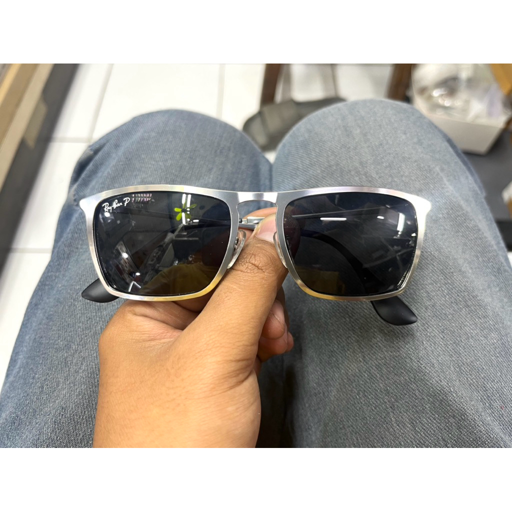 KACAMATA RAYBAN CRISH METAL 3550 SILVER LENSA HITAM POLARISED