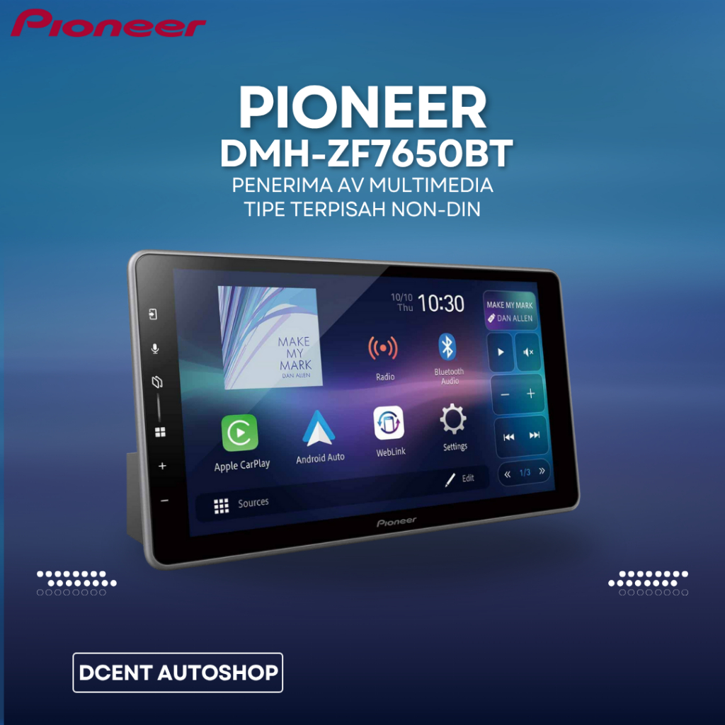 Headunit Android Mobil - Headunit Android Double Din Pioneer DMH-ZF7650BT Hi-Res - 9 Inch - WSVGA Mu