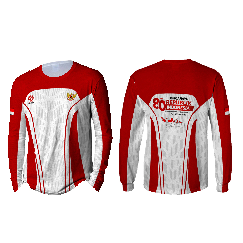 Baju 17 Agustus Lengan Panjang / Kaos 17 Agustus 2025 / Kaos Baju Jersey 17 Agustus HUT RI 2025