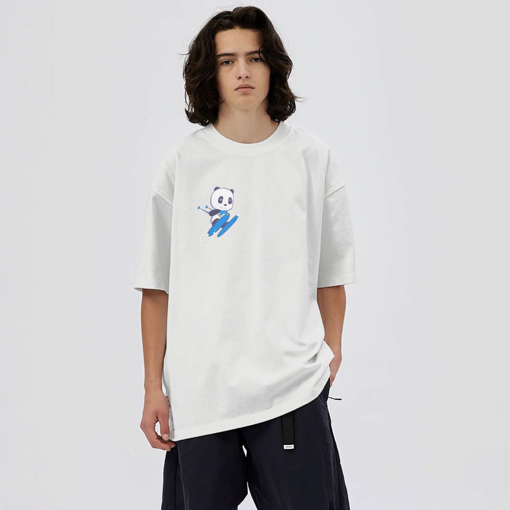 Kaos oversize panda baju atasan lengan pendek unisex gambar panda