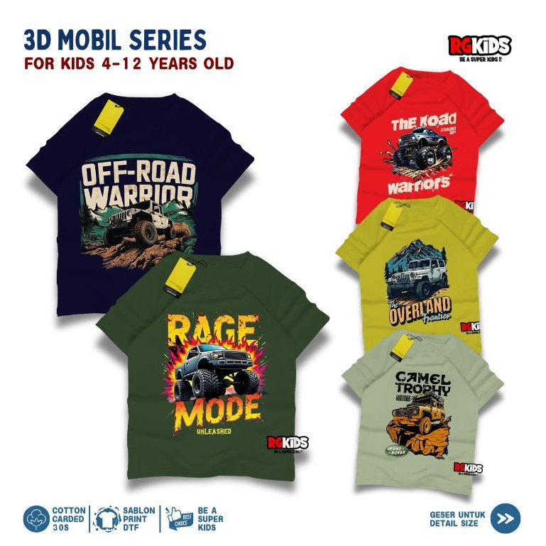 RGKids Kaos Anak Laki Laki offroad adventure trail Umur 4-12 Tahun Sablon Print Digital