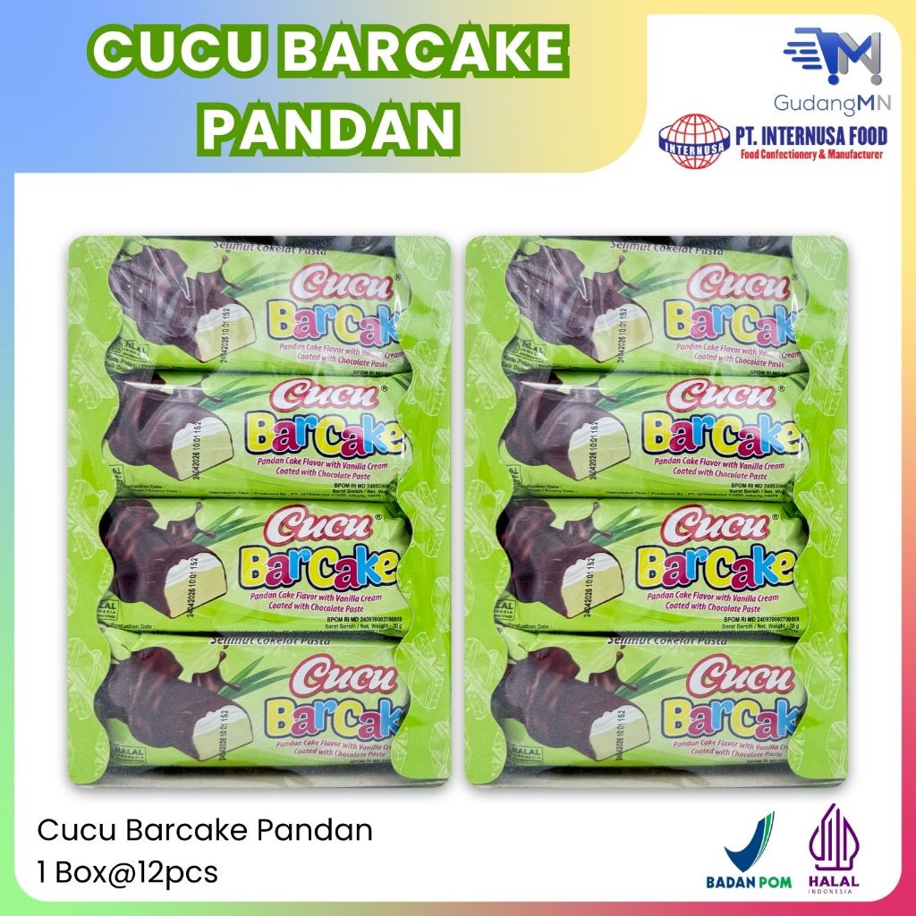 

Kue Basah Cucu Barcake Pandan. 1 Box (12 pcs)