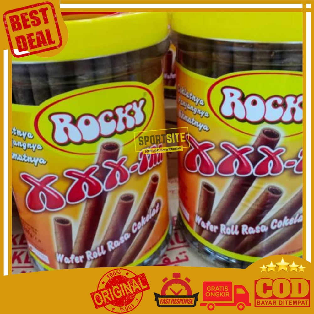 

Rocky XXX-TRA Wafer Stick Roll Chocolate 620gr Makanan Ringan Camilan Astor Wafer Toples Snack Cemilan Rocky XXX TRA Cokelat 620 gr