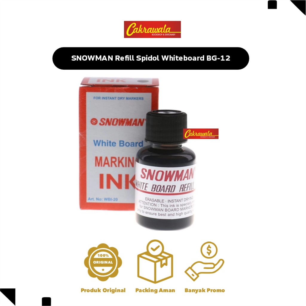 

SNOWMAN Refill Spidol Whiteboard BG-12 | Tinta Isi Ulang Spidol Boardmarker | Snowman Boardmarker