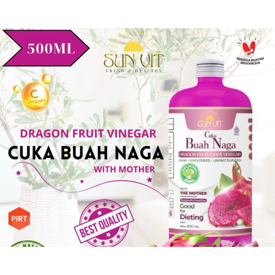 

500ml Cuka Buah Naga / Dragon Fruit Vinegar With Mother Fresh and Pure by Sun Vit