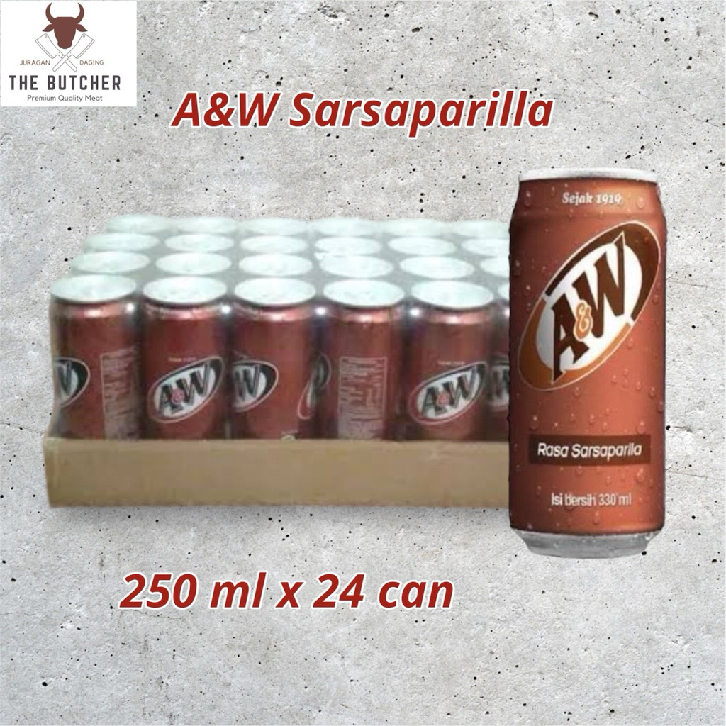 

A&W Sarsaparilla (24’s x 250ml) / AW Minuman Soda 1krat / Root bear kaleng