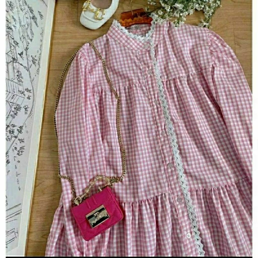 preloved arumi gingham pink/Preloved Haidee Orlin/Preloved Tunik/Haidee&Orlin/HaideeOrlin/Preloved M
