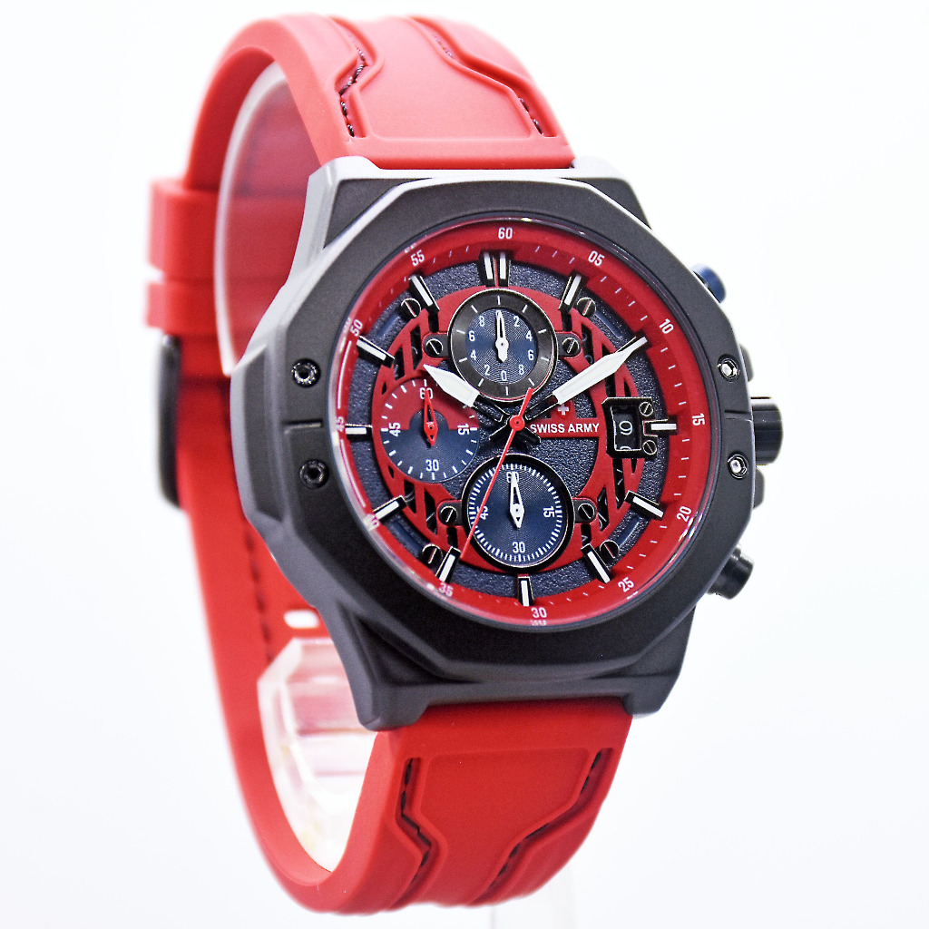Jam Tangan Pria Swiss Army SA -9171MC Strap Rubber Tanggal Aktif Chronograph