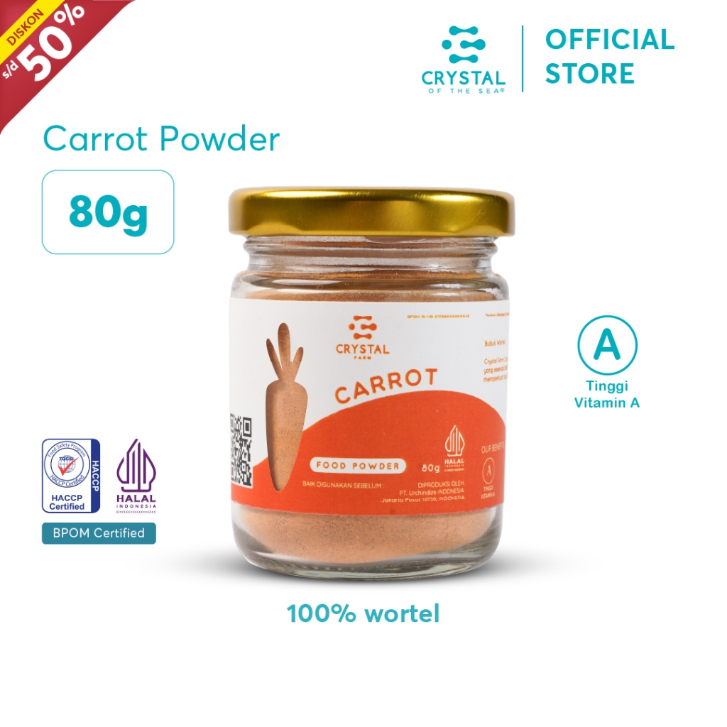 

CRYSTAL FARM Carrot Bubuk Wortel Halal BPOM 80GR Serbuk Tabur Food Powder Bumbu MPASI Natural Non MSG 094