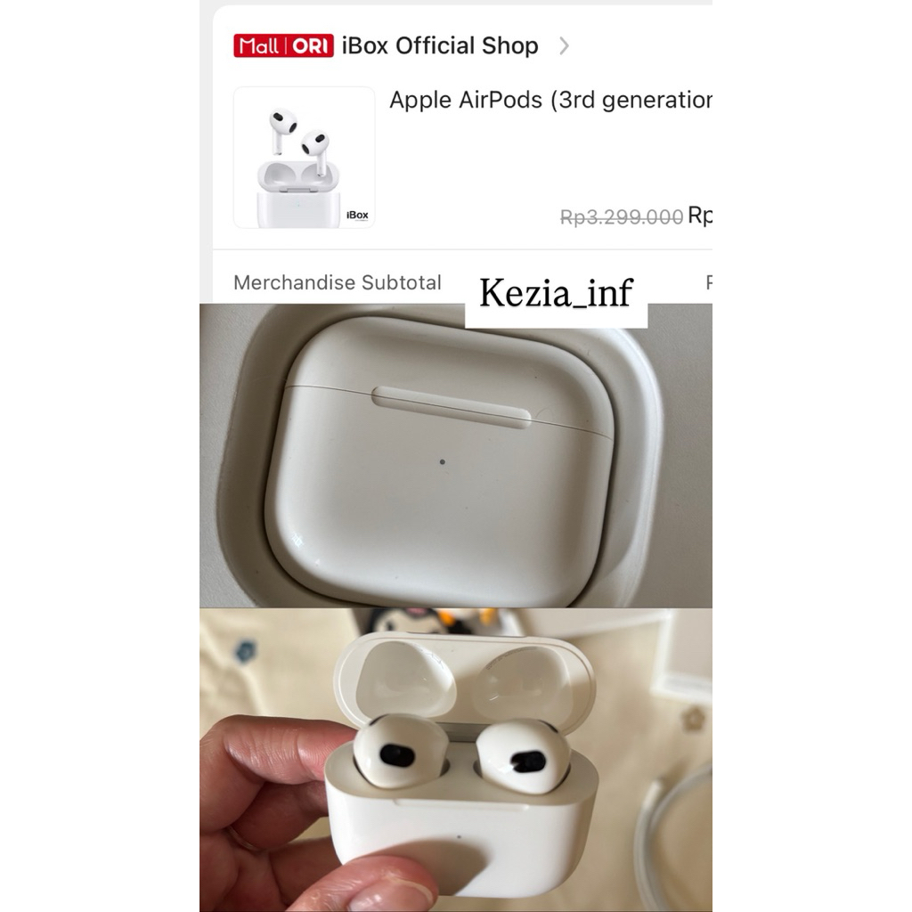 NETT (Second / Bekas / Preloved ) - Rusak yg kiri - Apple AirPods (3rd generation) with Lightning Ch