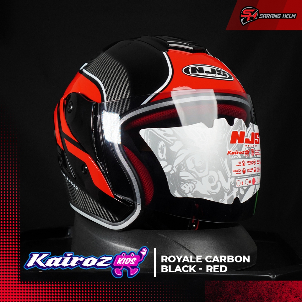 NJS Kairoz Kids Royale Carbon (FREE Mainan Anak) - Helm Anak Half Face | Kairoz Anak | Kairoz Kids |