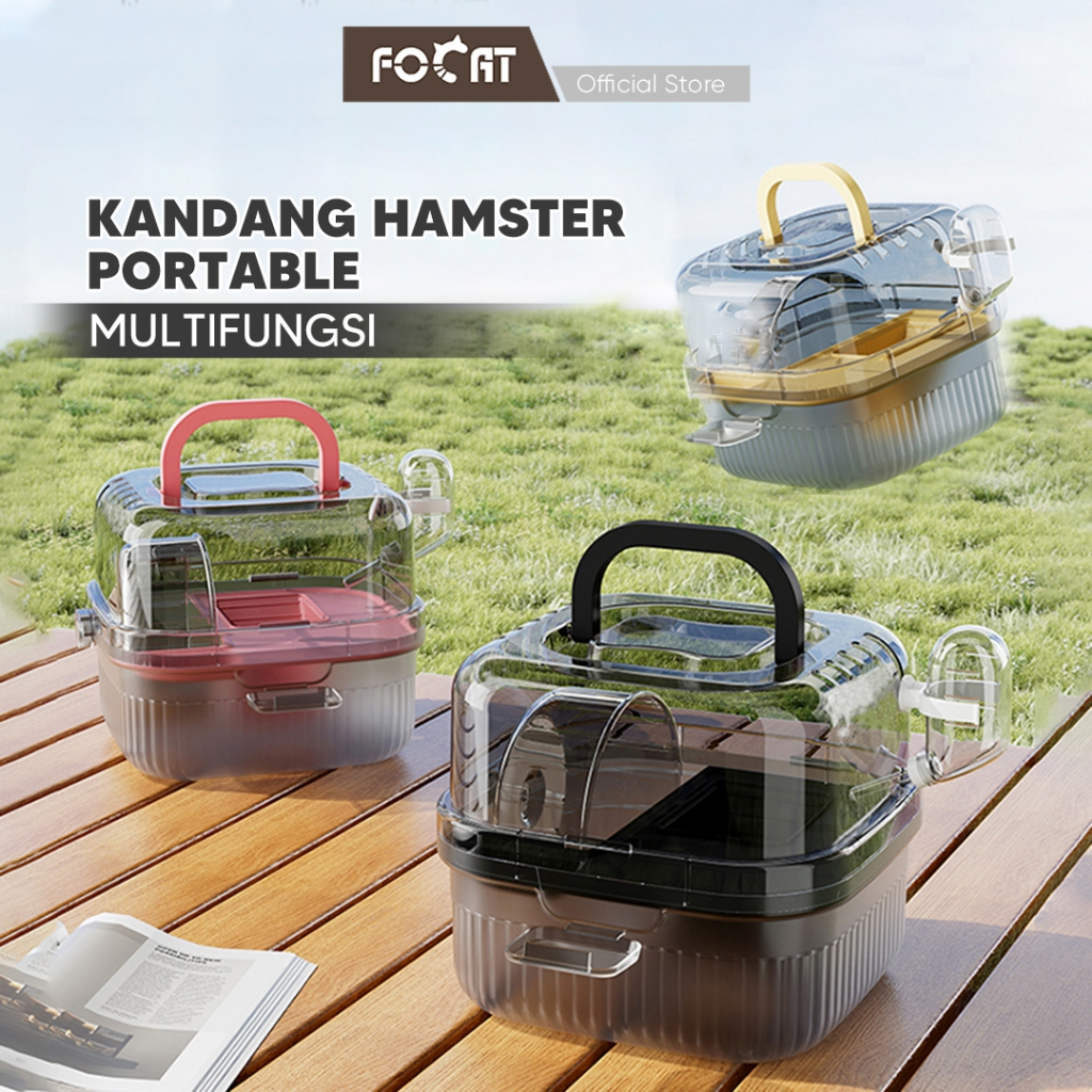 FOCAT Kandang Hamster Portable 2 Tingkat F33 Kandang Mini Hamster Transparan Fasilitas Lengkap