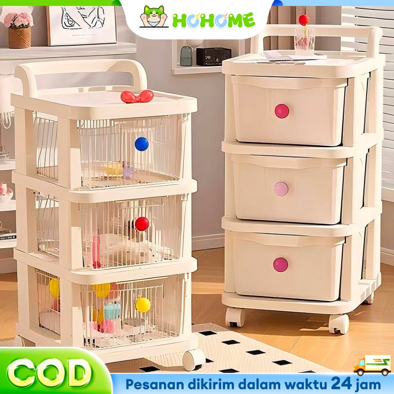 Rak susun plastik Rak Makanan Rak Dapur Rak Laci Susun Serbaguna Tempat Penyimpanan Katrol