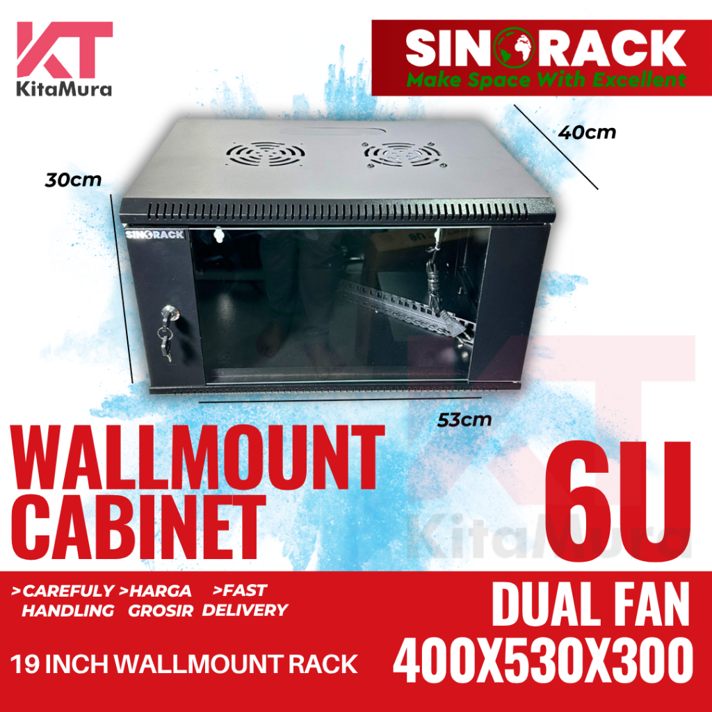 Wallmount Rack 6U, Rak Server Single Door Ukuran 6U