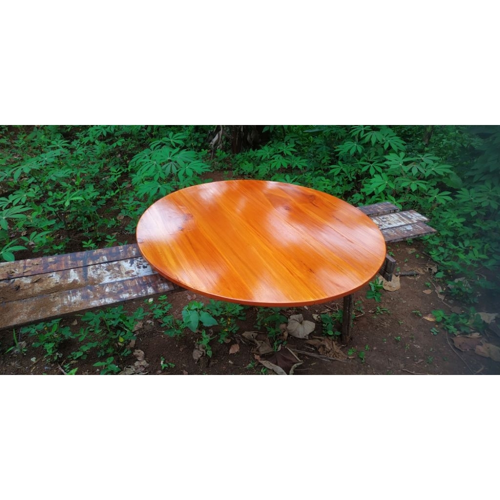 papan kayu daun meja top table bulat 150cm tebal 4cm