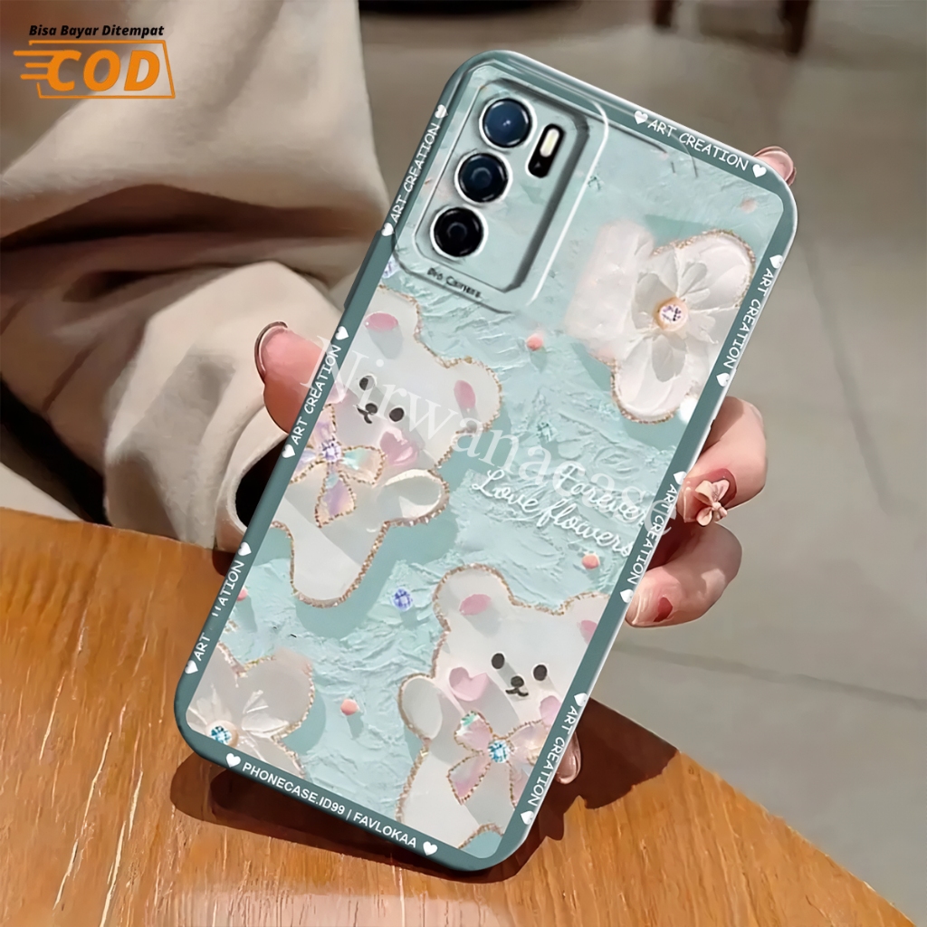 new cassing hp oppo a16 - case oppo a16s - oppo a54s motif bear sillikon pro camera lentur - case