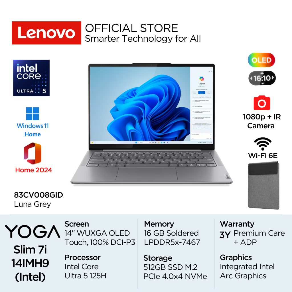 Lenovo Yoga Slim 7i 14IMH9 8GID Intel Core Ultra 5 125H Evo Win11 16GB 512GB SSD 14" WUXGA OLED Touc
