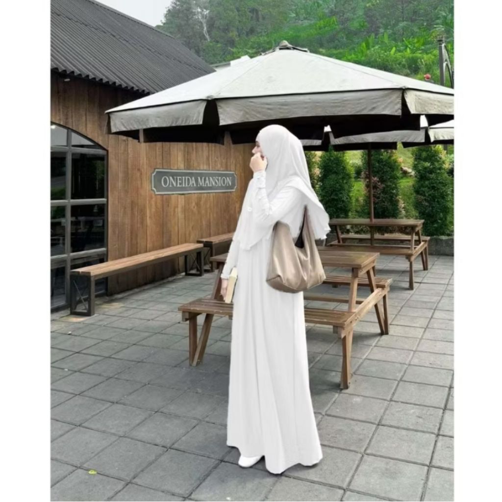 Gamis Jersey Wanita Jumbo Model Batwing Set Hijab Abaya Mecca Jersey Premium