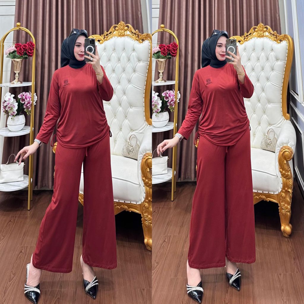 One set Serut pinggir kanan kiri model bordil loewe celana kulota bahan spandek rayon premium Terbar