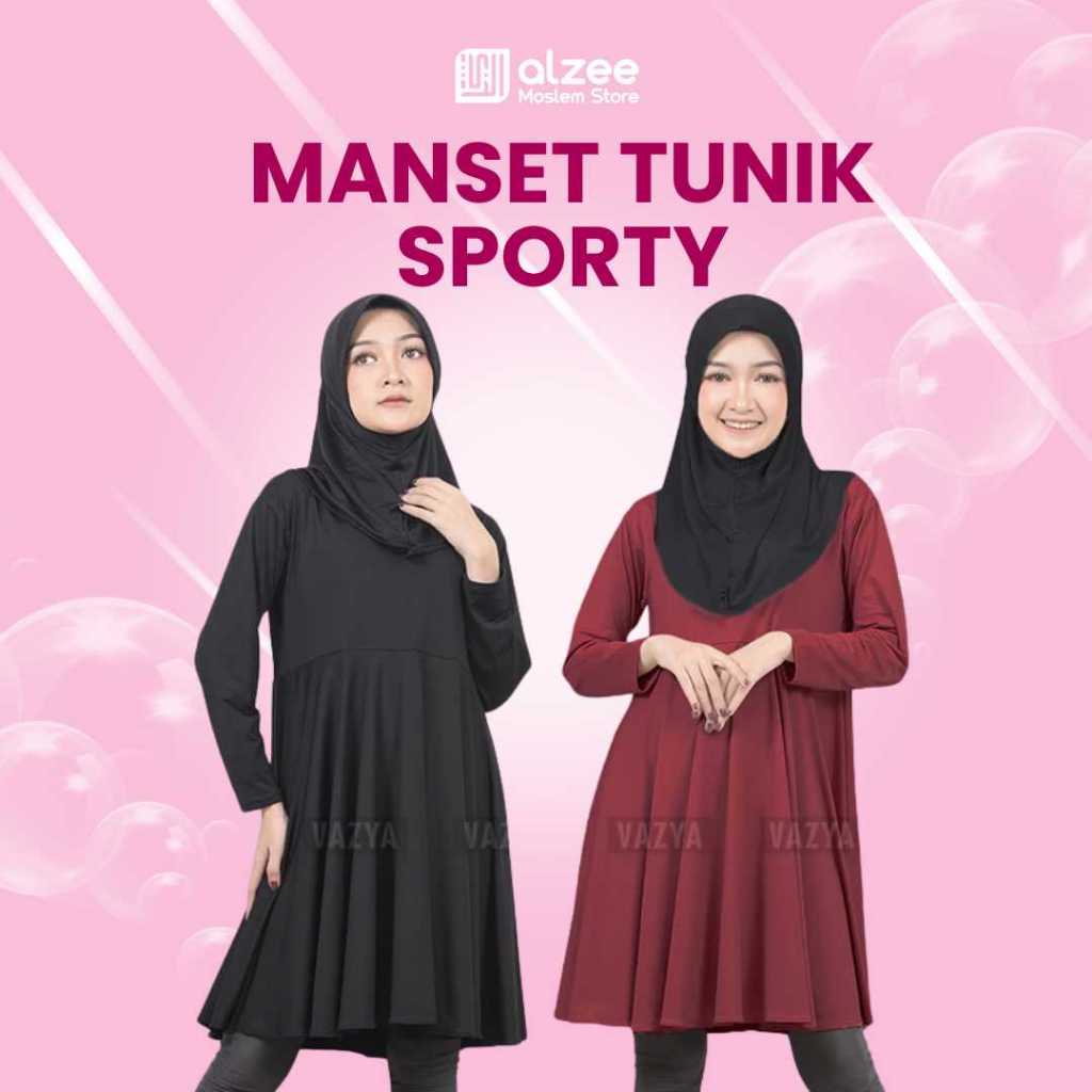 Manset Tunik Sporty: Inner Tangan Panjang Wanita Hijab Muslimah