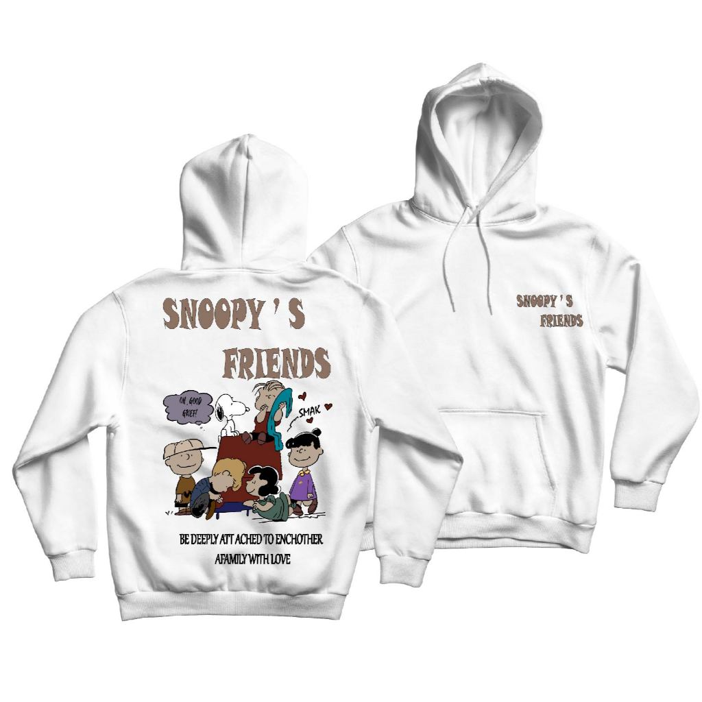 Hoodie Jumper  SNOOPY FRIEND'S ( Sablon ) Unisex Pria & Wanita