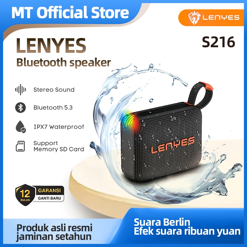 LENYES   S216 Speaker Bluetooth V5.3  Portable Waterproof IPX7 RGB Light Music Box TWS