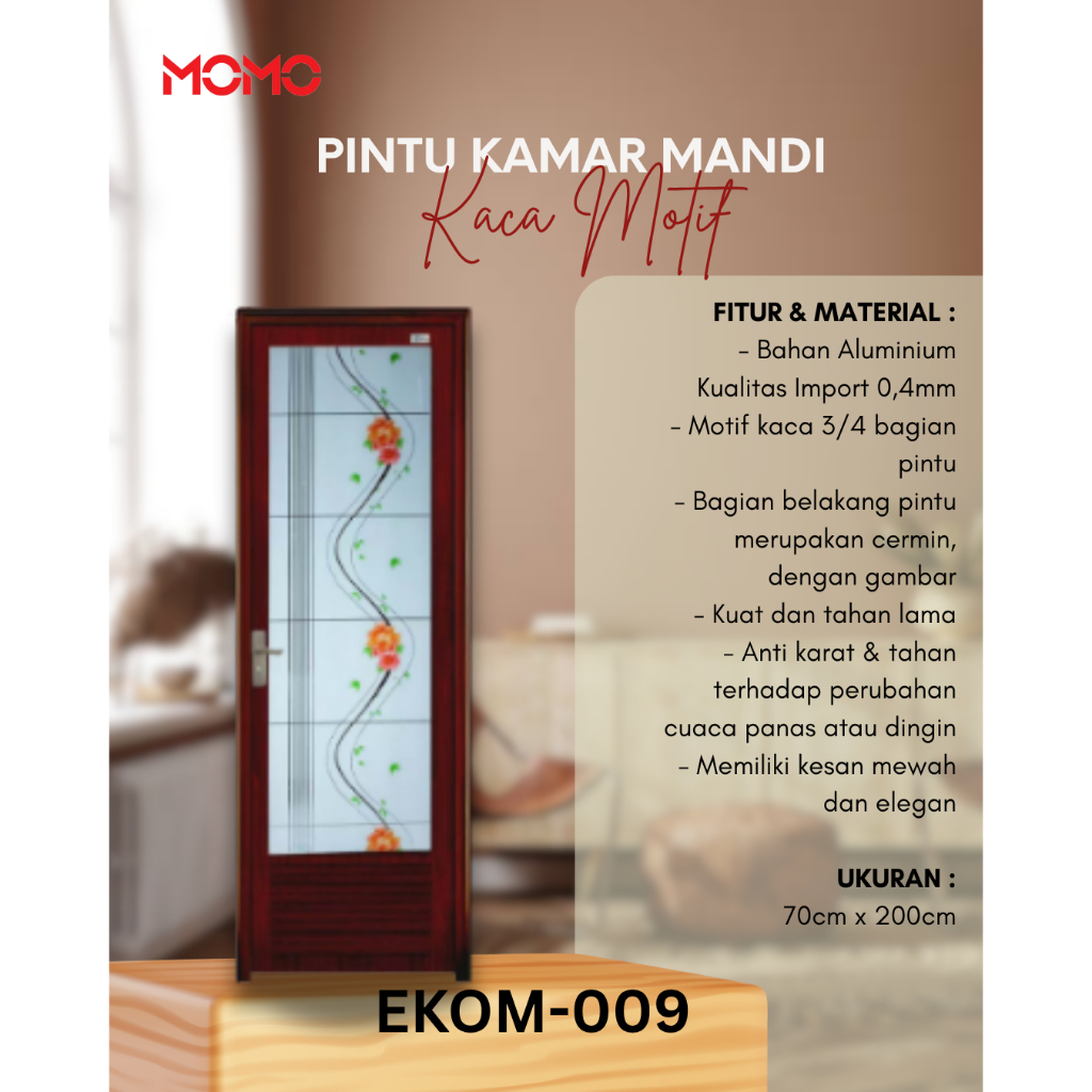 Pintu Kamar Mandi Aluminium EKOM  Pintu Aluminium full set Pintu kaca Aluminium Kamar Mandi