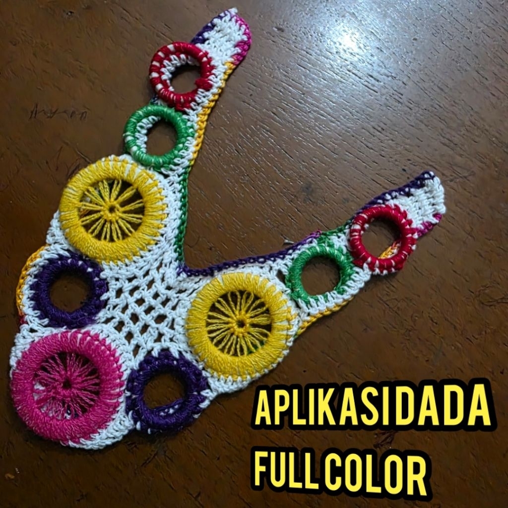 Renda Aplikasi Dada Rajut Full Color Lebar 12cm X tinggi 20cm