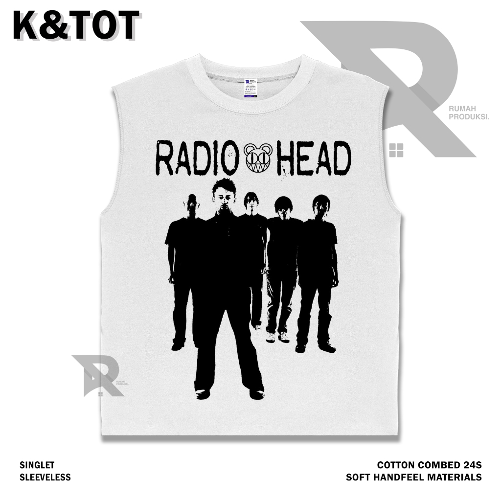 KAOS BAJU SINGLET RADIOHEAD BAND | BAND METAL MUSIK ROCK | T-SHIRT SINGLET PUTIH STYLE Y2K VINTAGE B