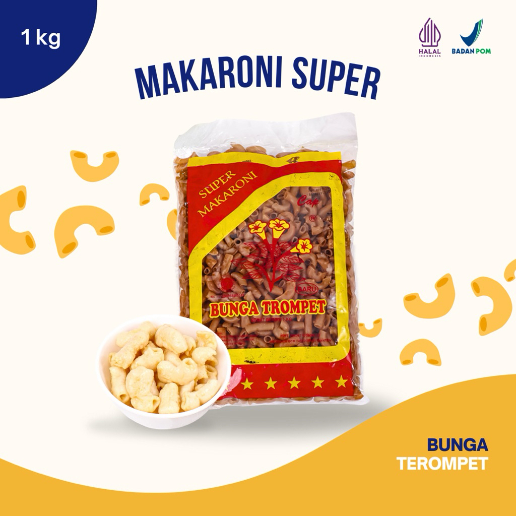 

Makaroni Mentah Cap Bunga Trompet 1kg Kualitas Super