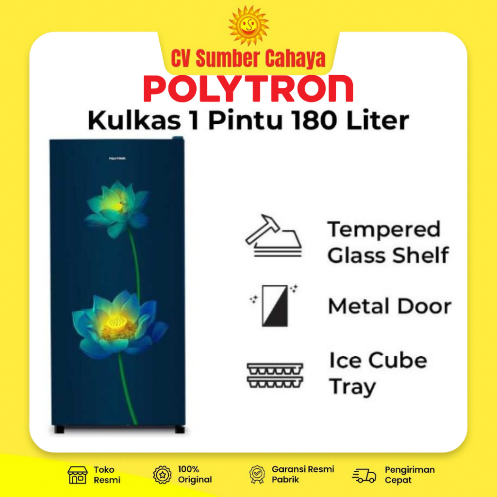 Polytron Kulkas 1 Pintu 180Liter Metal Door PRB-187 LB/R Flower Design PRB 187LB