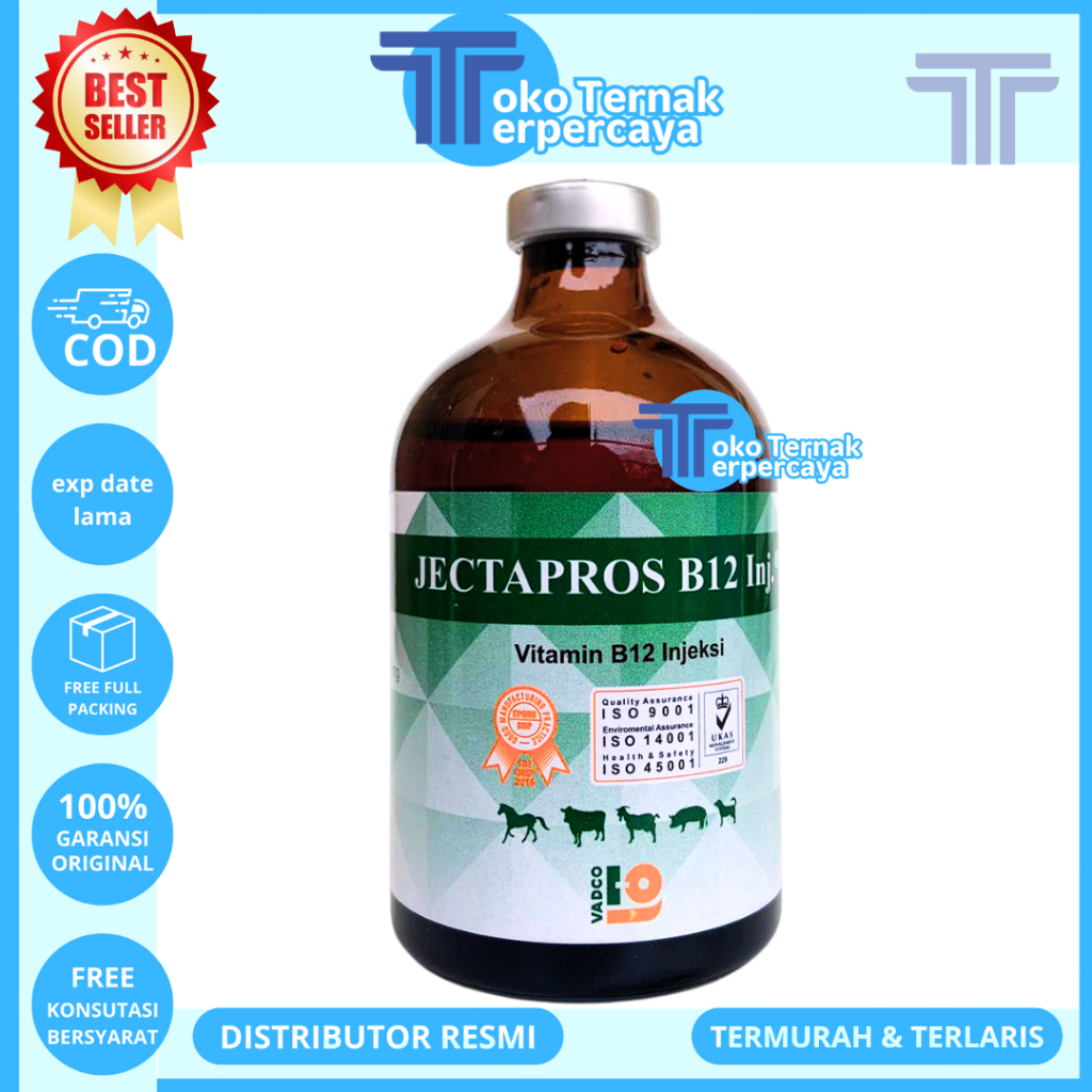 JECTAPROS B12 100ML VADCO - Vitamin B12 Inj Hewan Ternak Sapi Kambing Kuda Domba Babi Anjing