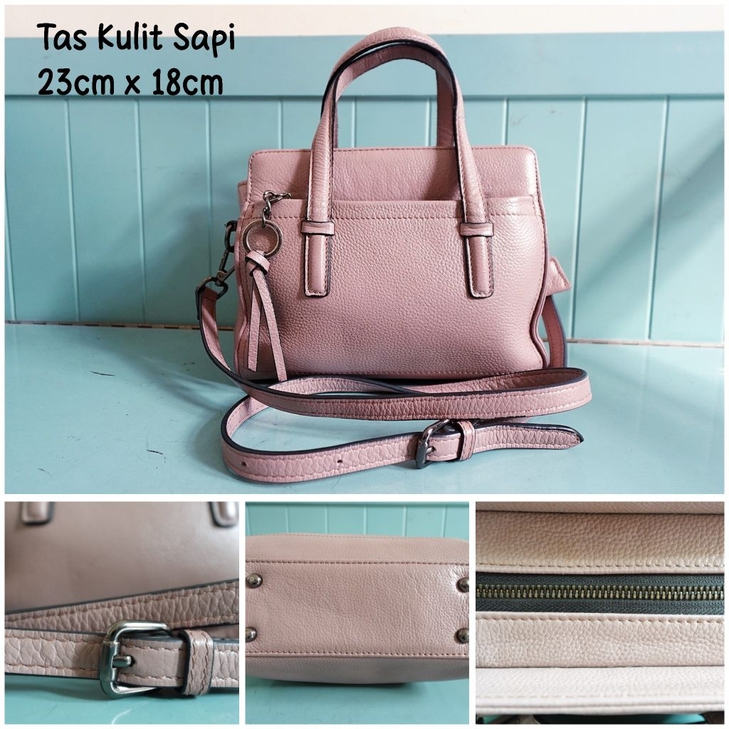 Tas Selempang Kulit Sapi Lilac