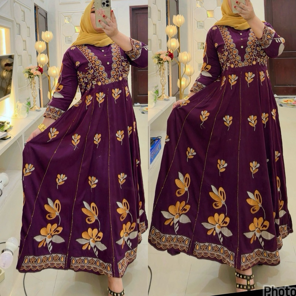 GAMIS HINDI KAJOL BORDIR MEWAH TERBARU