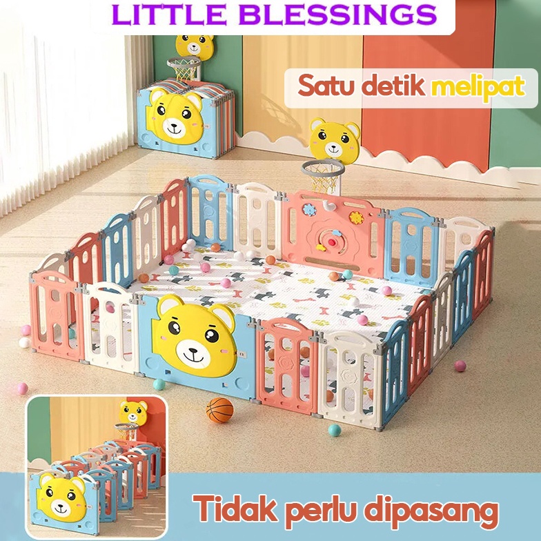 KODE Q22X Playpen pagar bayi Pagar permainan plastik melipat Pagar anak tempat bermain bola