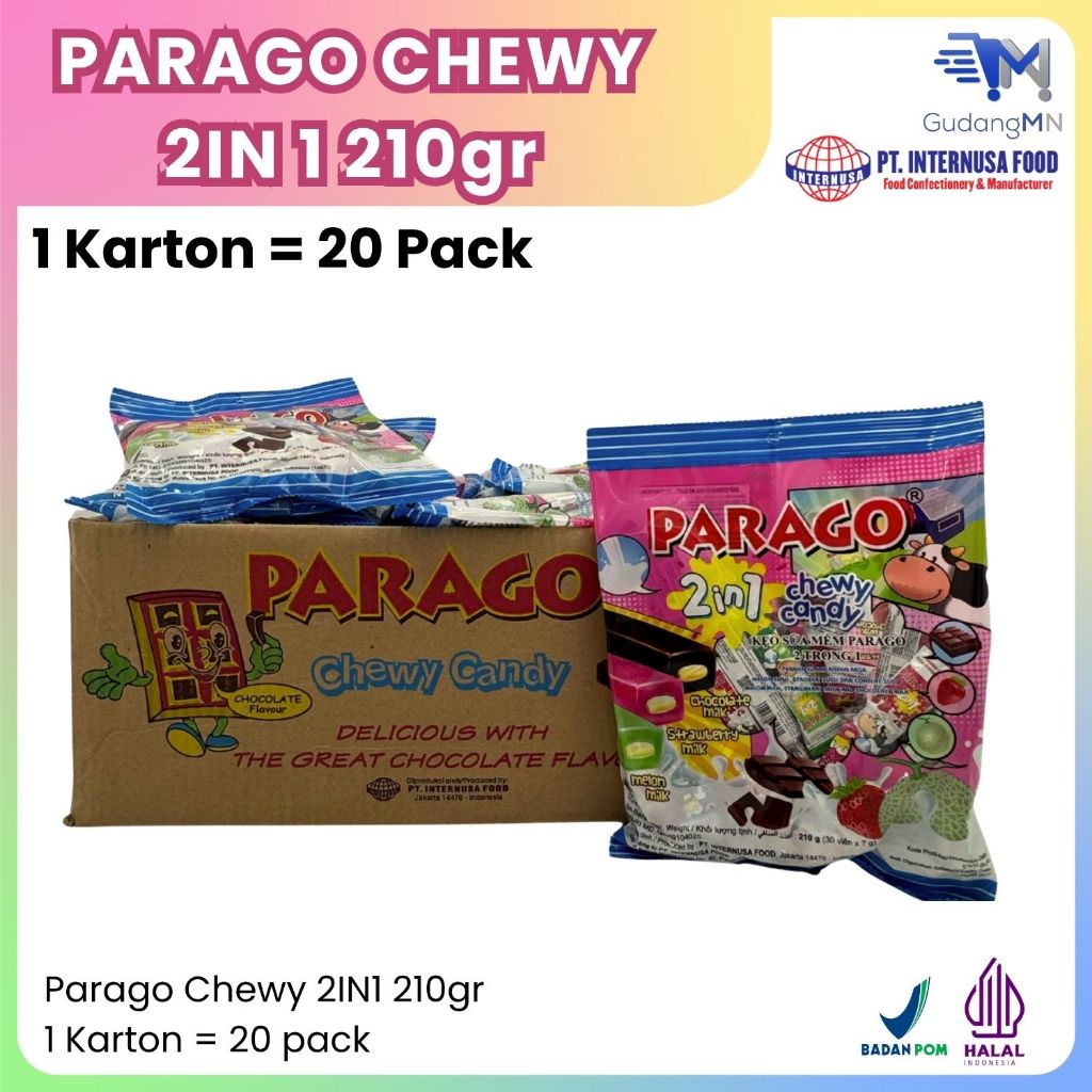 

Permen Parago Chewy Candy 2in1 210 gr. 1 Karton (20 pack)