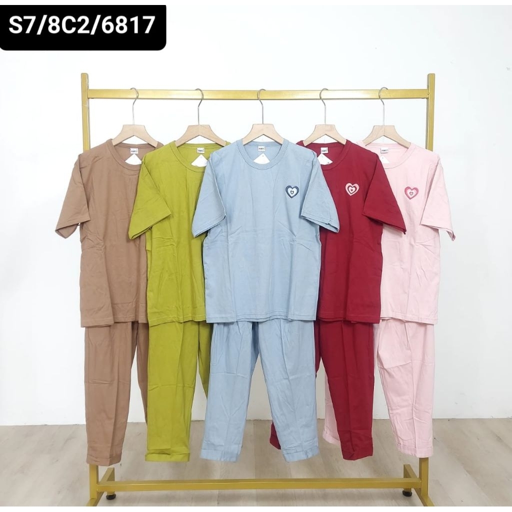 BaBydoll Amro - LALA ONE SET - 7/8 -COMBED- full karet / ONE SET Babydoll 7/8 wanita dewasa setelan 