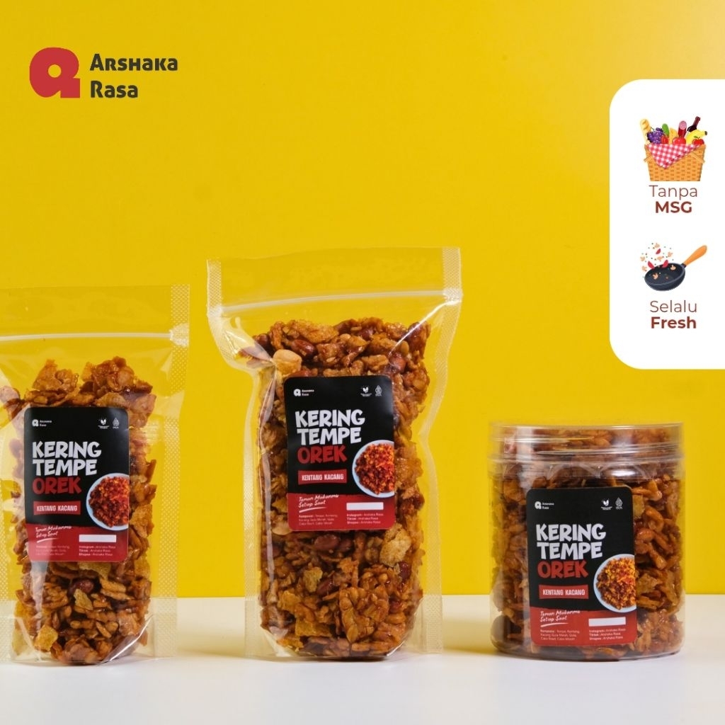 

Kering Tempe Orek Tempe Pedas Manis - Tanpa Bahan Pengawet Halal 250g Arshaka Rasa