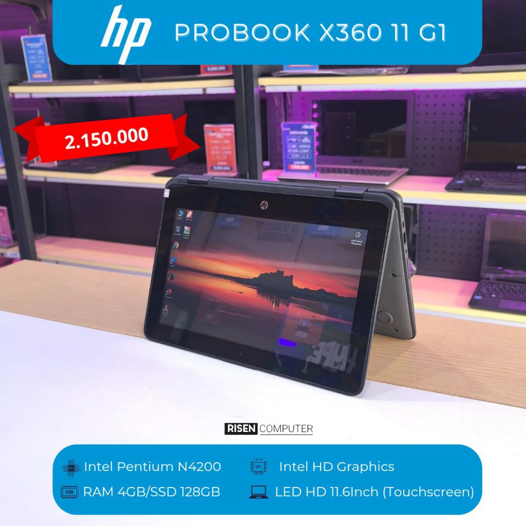 Laptop HP Probook X360 Intel Celeron N4000 RAM4GB SSD128GB HD 11.6inch(TOUCHSCREEN) SEKEN