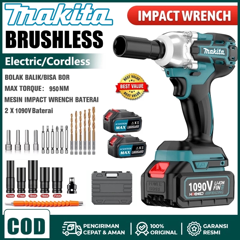Makita Impact Wrench 1090V/588V 1600N.M Brushless Impact Wrench Electric Impact Wrench Spanner Sets