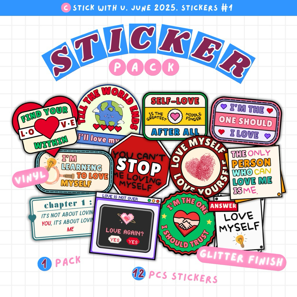 

Sticker BTS Love Yourself Bahan Vinyl Glitter | Sticker Kpop Aesthetic | Sticker Vinyl