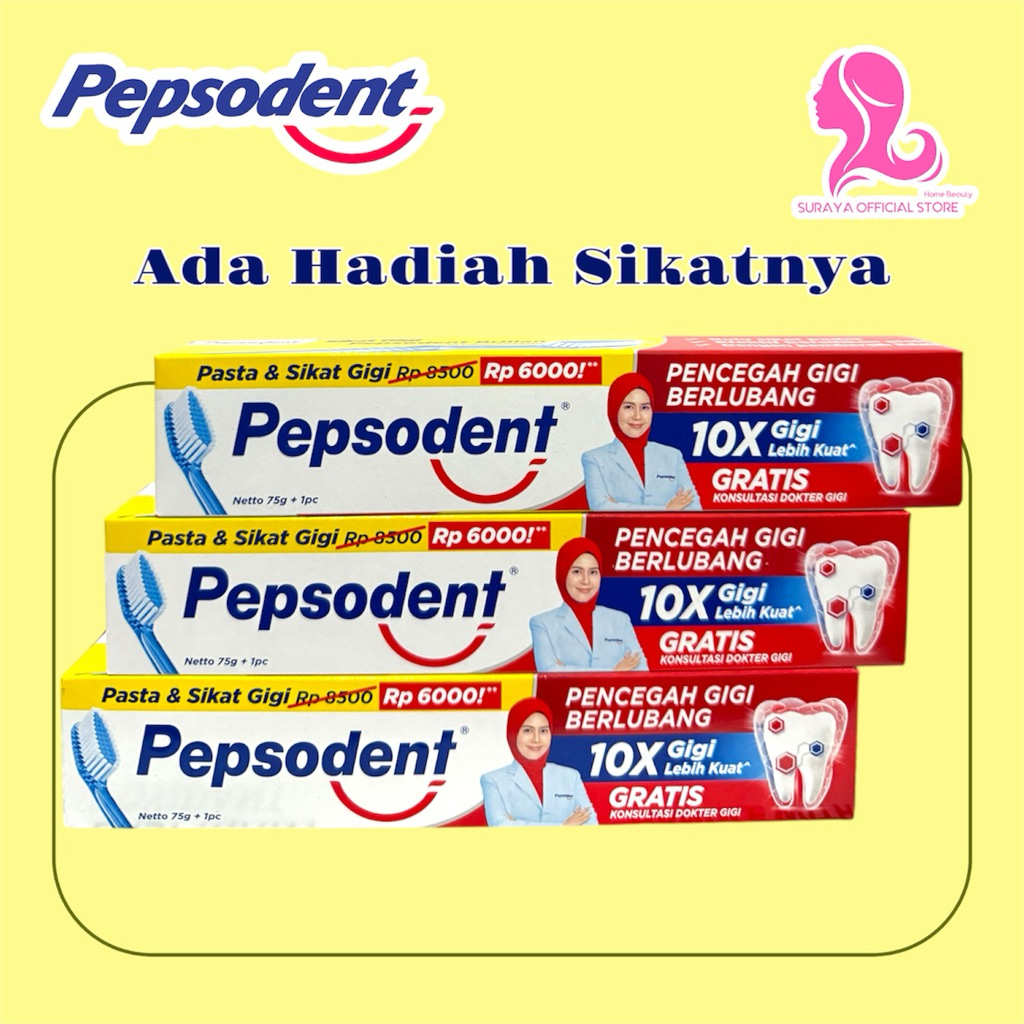 Pepsodent Pasta Gigi 75gr Gratis Sikat Gigi