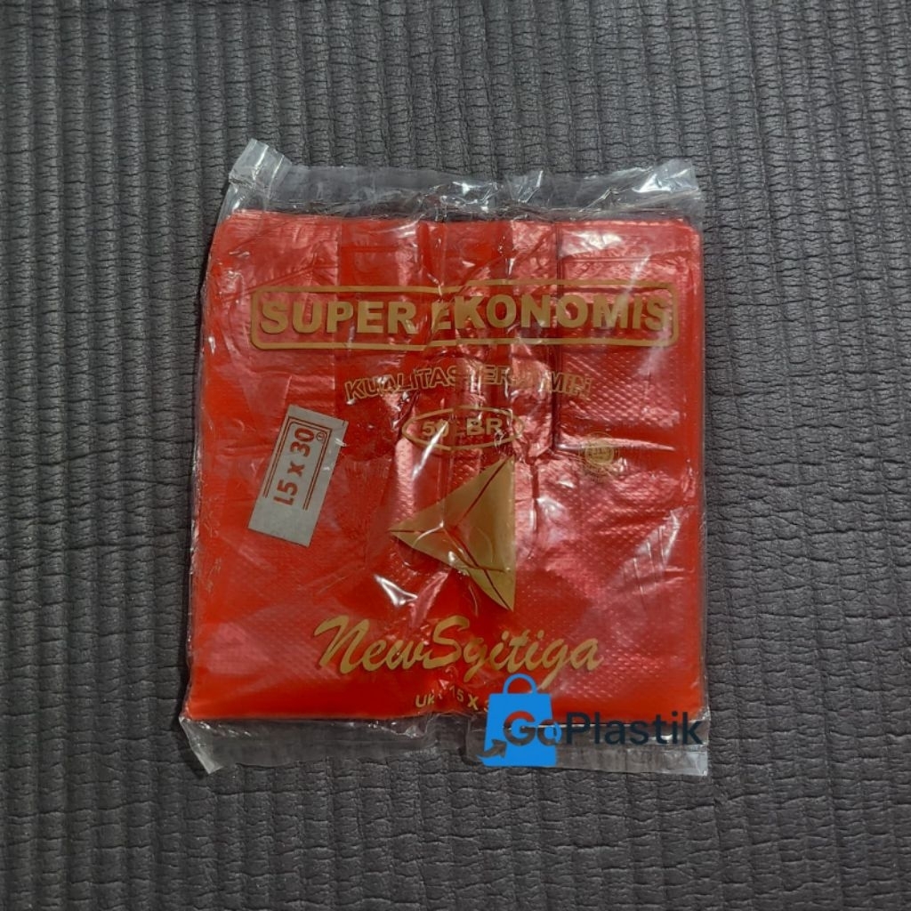 Kantong Plastik Kresek Ekonomis Kecil (15) Merah Emboss