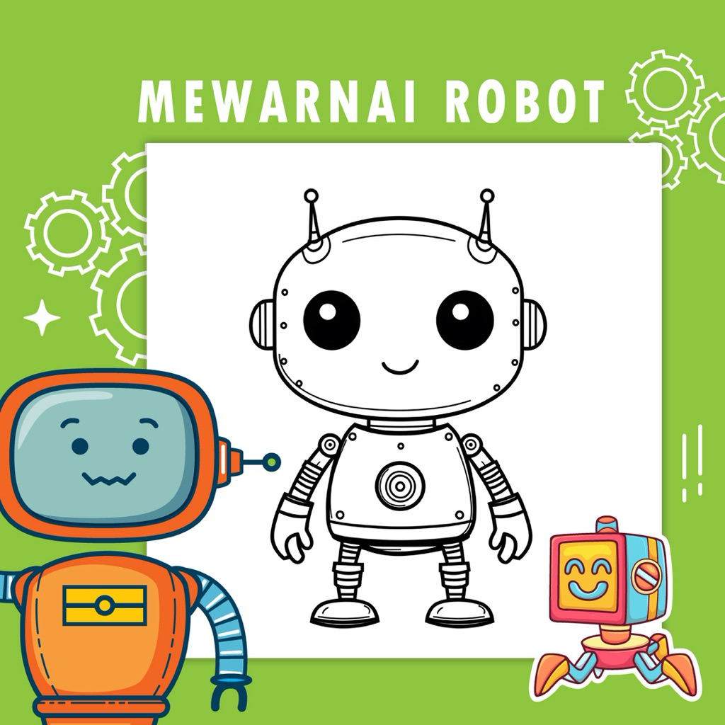 

25 Lembar A5 | Kertas Mewarnai tema Robot | 25 Kertas gambar berbeda