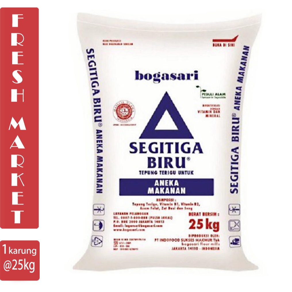 

Tepung Terigu Segitiga Biru 25kg 1 karung / kirim instan dan sameday