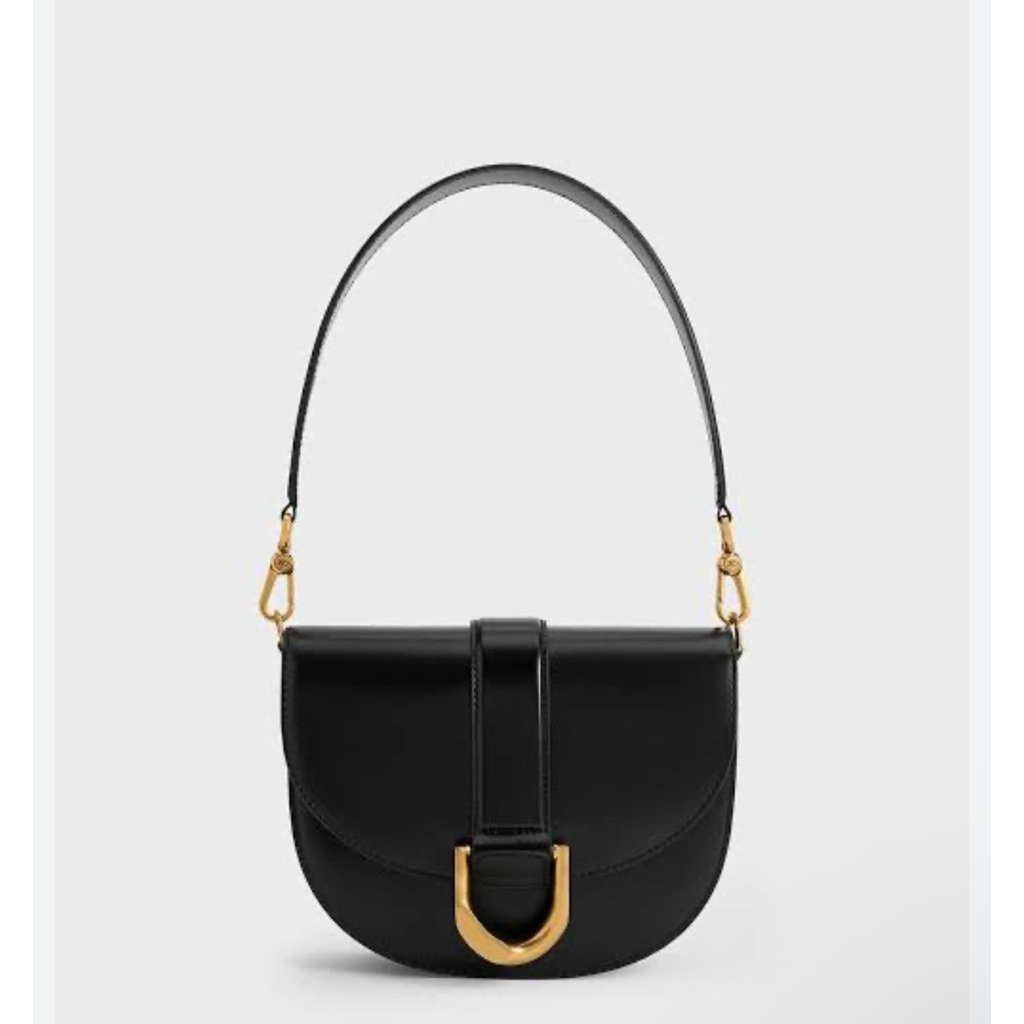 Preloved Mini Black Gabine Saddle Bag Charles & Keith