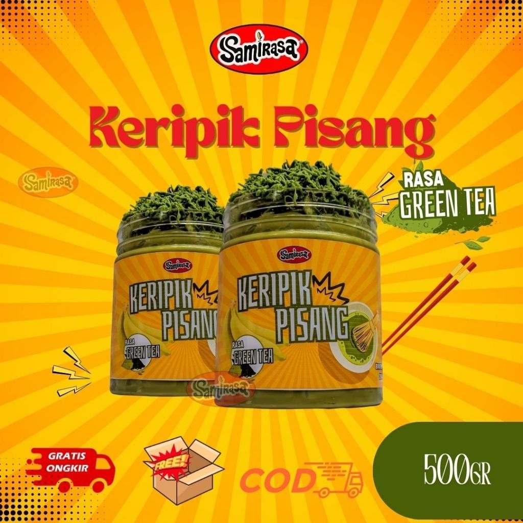 

Keripik Pisang Green tea SAMIRASA 2 Toples 500Gr - [Makanan Manis Kripik Matcha Green tea Banana Cemilan Snack Viral Premium Cokelat]