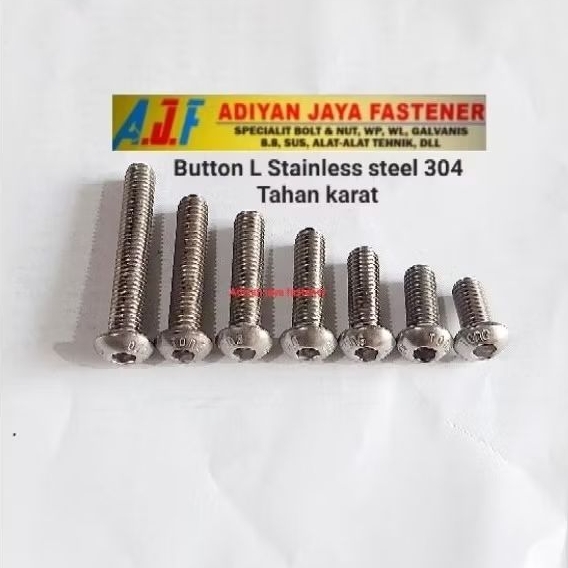 BUTTON L / DRAT BAUT 19 / M.12 ( panjang 2cm s/d 6cm )P.1,75 Stainless 304