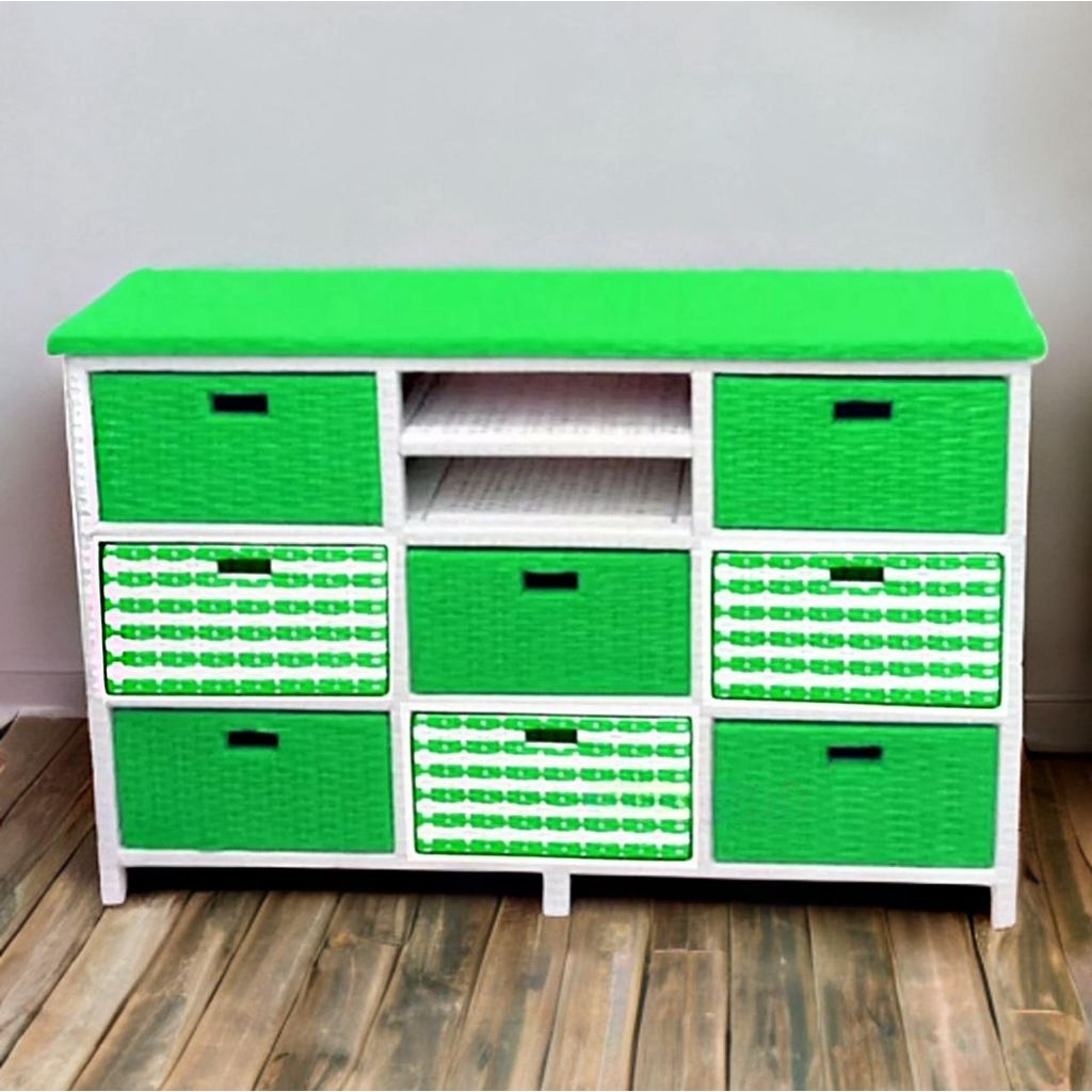 Lemari laci rotan sintetis.Bufet laci rotan sintetis